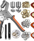 Grommet Kit with 1/4 and 3/8 Inch Punches 500 Metal Eyelets Heavy Duty Handheld Eyelet Pliers Rivet Press Tool Set with accessories