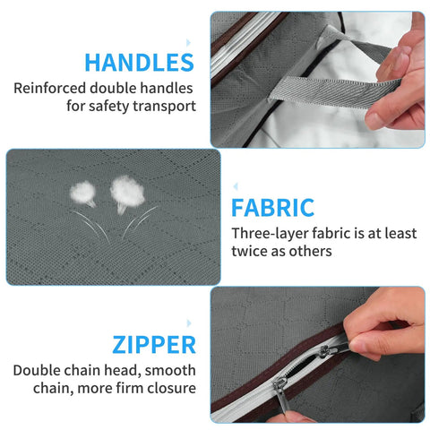 Close-up details of 35L Foldable Storage Bags Six Pack With Clear Window And Sturdy Handles For Clothes Blankets Towels Toys