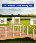 20 Pack Invisible Cable Railing Kit For One Eighth Inch Stainless Steel Cable With Receiver And Swage Stud Ends on Deck