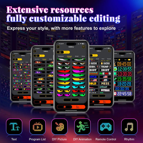 App interface for Ultra Bright 5800 Lux Devil Eyes LED Car Light Strips customizable windshield decoration on smartphones.