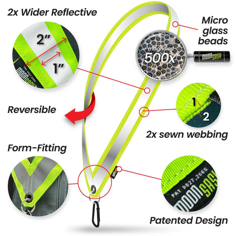 Reflective Walking Sash For Night Jogging And Running With Reversible Wearable Light Belt And Glowing Strips To Keep You Ridin Safe On The Streets Usa Made Fly Fitness Gear