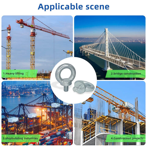Heavy Duty 5/8-11 Carbon Steel Galvanized Shoulder Eye Bolt With Threaded Eyebolt Lifting Ring For Load Bearing And Hoist Rigging Built Tough Lifting Hardware For Chains And Slings in applicable scene for heavy lifting, bridge construction, shipbuilding industries, and construction projects