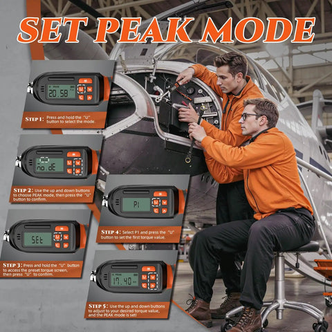 Technicians using Digital Torque Wrench Three Eighths Inch Drive With Range From Four Point Nine To Ninety Nine Point Six Foot Pounds