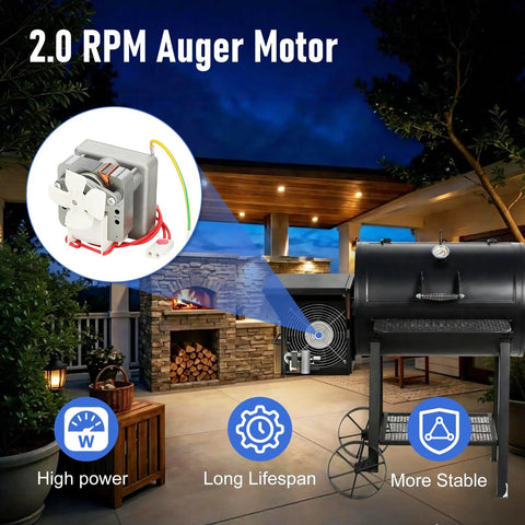 Auger Motor And Grill Induction Fan Kit With Fire Burn Pot And Hot Rod Ignitor For Pellet Grills Replacement Parts Fits Pit Boss And Traeger Grills Includes Mounting Screws And Simple Install Guide For Easy Diy Replacement, outdoor grill setup with motor.