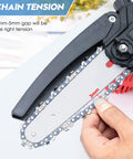 Adjusting chain tension on 8 Inch Mini Chainsaw Chain Set 2 Pack With Sharpening Kit For Quick Cuts, One Quarter Inch Pitch Low Profile.043 Gauge, 46 Drive Links, Fits Most 8 Inch Mini Saws