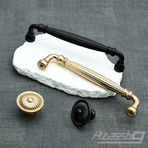 Fluted Champagne Bronze Cabinet Pulls 5 Inch Hole Center 10 Pack Decorative Hardware Handles For Kitchen Cabinets And Vanities With Timeless Elegance For Everyday Use displayed with other decorative knobs