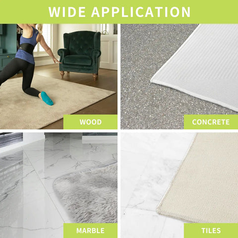 12 Pack Non Slip Rug Pad Grippers Washable And Reusable For Rugs on wood, concrete, marble, and tile floors for secure application.