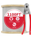 1100 ft roll of One Eighth Inch T316 Marine Grade Stainless Steel Cable For Deck Railing Systems with wire cutter