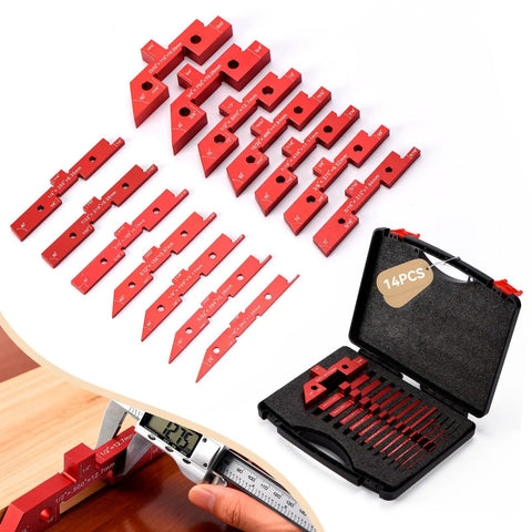 Router Table Setup Blocks Kit With 14 Aluminum Precision Blocks Height Gauge Laser Engraved Size Markings And Storage Case For Handy Stackable Router Table Setup Saw Accessories And Angle Woodworking, red aluminum blocks with case