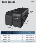 Heavy Duty Car Trunk Organizer With 3 Compartments And 6 Mesh Pockets Foldable Cargo Organizer for SUVs and Sedans size guide