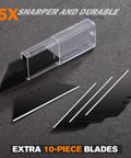 REXBETI 2-pack retractable utility knife with black SK5 blades and clear blade-storage case; includes extra blades.
