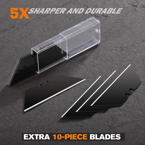 REXBETI 2-pack retractable utility knife with black SK5 blades and clear blade-storage case; includes extra blades.