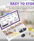 Sixteen Sets Of Eight Type B Potentiometers Featuring 1K 5K 10K 50K 100K 250K 500K And 1M Ohm Six Pin Split Shaft Rotary Linear Dual Taper Aluminum Alloy Knob Variants Plus Washers And Nuts Kit in storage box