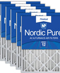 Six Pack Pleated Air Filters MERV 12 16x20x4 Actual Size 15.5x19.5x3.63 displaying packaging and filter design