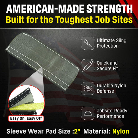 Nylon Sling Sleeve Wear Pad For Lifting Slings 2 Inch Made In USA Hook And Loop Closure Abrasion Protection