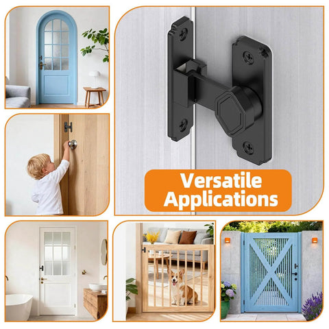 Sturdy 90 Degree Barn Door Lock Aluminum Alloy Security Flip Lock for barn, bedroom, fence and shed, versatile applications