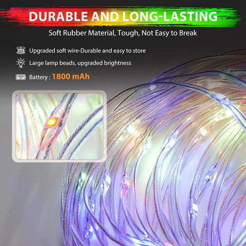 Close-up of 4 In 1 Camping String Light With Rechargeable Battery Thirty Two Point Eight Feet Of Hanging Waterproof Portable LED Lamp
