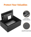 Slim Desk Drawer Safe With Programmable Electronic Keypad For Quick Access Locks It Down In A Drawer One Tenth Cu Ft Capacity Black