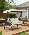 Weatherproof 75 By 47 Inch Universal 3 Seat Swing Canopy Replacement Top Cover For Outdoor Patio Garden Beige Top Only on swing