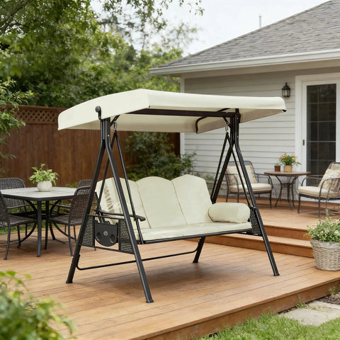 Weatherproof 75 By 47 Inch Universal 3 Seat Swing Canopy Replacement Top Cover For Outdoor Patio Garden Beige Top Only on swing