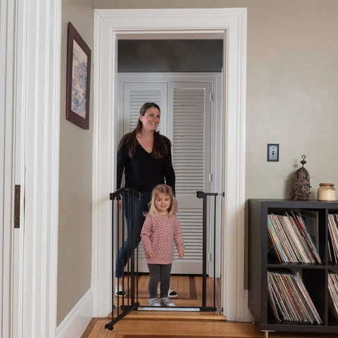 Extra Tall Decor Safety Gate For Kids And Pets, Fits 28.75 To 39.75 Inch Openings, 36 Inch Tall Walk Through Gate For Doorways, Black