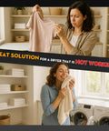 Woman holding shrunken shirt, happy with Dryer Heating Element And Thermostat Replacement Kit For DV Series Dryers Fits DV45H7000EW A2.