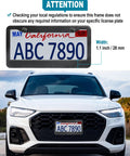 Legit Real Carbon Fiber License Plate Frame With Glossy 3D Twill Finish For Cars And Trucks on a vehicle with California plate.
