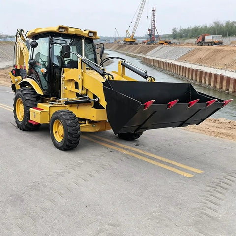 Beast 4WD Backhoe Loader With 2.5m Digging Depth Front Loader And Rear Digger Multi Function Attachments on construction site