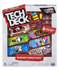 Fingerboard Bonus Pack With Six Real Graphic Mini Skateboards, Customizable Set shown with decks, wheels, and tools in box.
