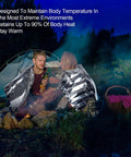 Couple using 9 Pack Emergency Blankets For Outdoor Survival Gear, Mylar Thermal Space Blankets With Insulation by campfire