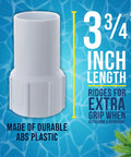 Twist On One And A Half Inch Pool Vacuum Hose Cuff Replacement Pack Two Pack ABS Plastic Threaded Inside Cuff For Secure Leak Free Connections Repairs Cracked Hose Ends Fits Spiral Wound Hoses Easy Install
