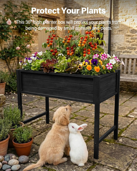 Waist-High Raised Garden Bed On Legs For Easy Upright Gardening 48X24X30 Inch Elevated Planter Box With Veggies And Flowers
