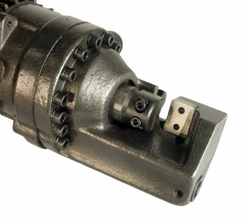 Close-up of Steel Dragon 5/8 Inch Electric Rebar Cutter, 1050W Hydraulic Rebar Bucker showing four-sided jaws.