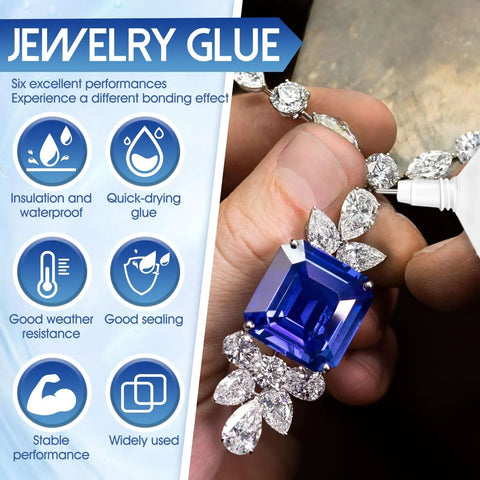 3.4 Oz Jewelry Glue For Metal And Stone With Precise Pointed Tip Quick Dry Transparent Adhesive applied on a gemstone bracelet