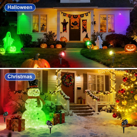 Dope RGB Outdoor Spotlight Color Changing Lights With Remote And App Control, Music Sync, Four Dynamic Modes, Halloween Christmas Decor