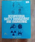 Front cover of a blue book Occupational Safety Management and Engineering; fourth edition, with safety icons.