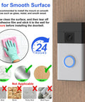 No Drill Doorbell Mount With Heavy Duty Adhesive Tape For Battery Powered Smart Video Doorbells on a smooth surface with cleaning instructions.