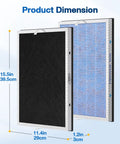 MSA3 And MSA3S HEPA Filter Replacement For Membrane Solutions Air Purifier, 3 Stage Filtration, product dimensions shown