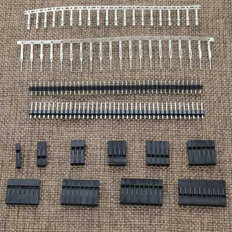 Components of Dope 2.54mm Jumper Wire Kit With 710 Pieces Featuring Female Connectors And 40 Pin Pitch Single Row Headers