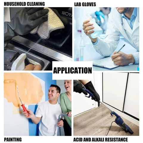 Heavy Duty Rubber Chemical Resistant Gloves Crafted For Nitty Gritty Cleaning And Toughest Safety Tasks Featuring Diamond Grip Pattern For Better Control On The Job In Large Single Pair during household cleaning and painting.