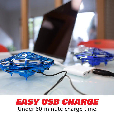 Hand Operated Scoot Drone For Kids And Adults With Hands Free Motion Sensor LED Indoor UFO Toy Rechargeable, charging via USB