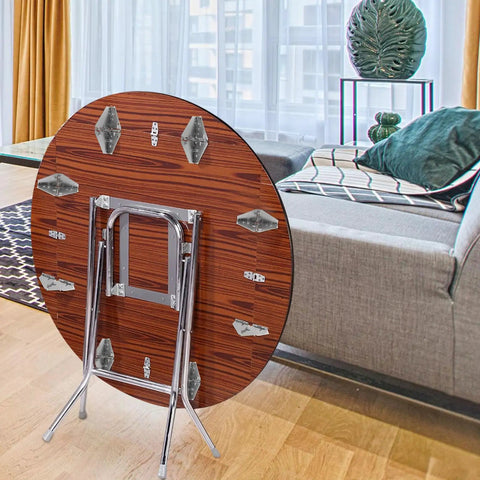 Drop Leaf Folding Table Hinge Set for dining tables in silver, displaying sturdy iron hinges on wooden table in living room