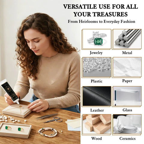 Woman using Heavy Duty Jewelry Glue For Gemstones And Metal 120ML Professional Grade With Precise Applicator Ultra Strong Instant Bond