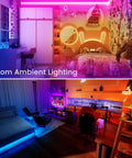 Colorful bedroom setups with 120ft Bluetooth LED Strip Lights With 5050 RGB Color Changing LEDs Music Sync for ambient lighting.