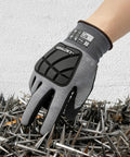Heavy Duty Safety Work Gloves For Men And Women With A9 Cut Protection, Puncture Level 5, showing impact level 2, nitrile grip on nails