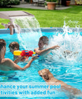Adjustable Waterfall Pool Fountain for Above Ground Pools Easy to Install and Fits Various Frame Sizes installed with family