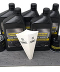 5-Quart Transaxle Change Kit With Two 52114 Oil Filters For Hydro Gear 72751, Compatible With 72750 Kit, bottles, and funnel