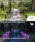 Solar Powered Outdoor Lights With Purple Flickering Flame For Patio And Pathway Decor, Waterproof Tiki Torch Torches For Yard