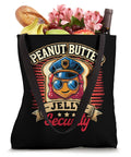 Classic Peanut Butter Jelly Security Tote Bag Crafted From Comfy Polyester Canvas With Sturdy Black Handles, 16x16 inch, filled with groceries.