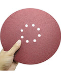 9 Inch 225mm Professional Sanding Discs With 8 Holes For Super Smooth Finish 1200 Grit High Quality Paper Wheel Set Of 50 Pieces held in hand.